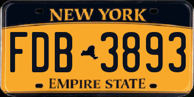 NY license plate FDB3893