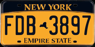 NY license plate FDB3897