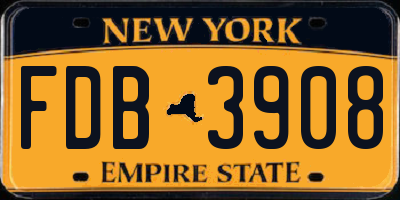 NY license plate FDB3908