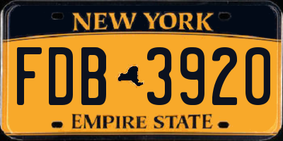 NY license plate FDB3920