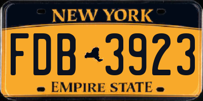 NY license plate FDB3923