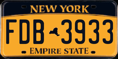 NY license plate FDB3933
