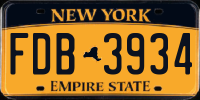 NY license plate FDB3934