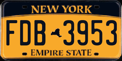 NY license plate FDB3953