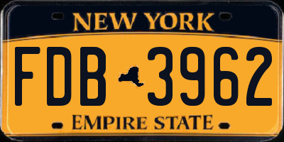 NY license plate FDB3962