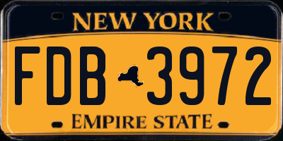 NY license plate FDB3972