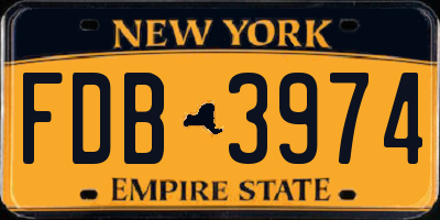 NY license plate FDB3974