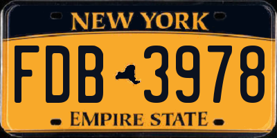 NY license plate FDB3978