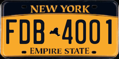 NY license plate FDB4001