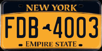 NY license plate FDB4003