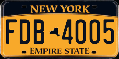 NY license plate FDB4005