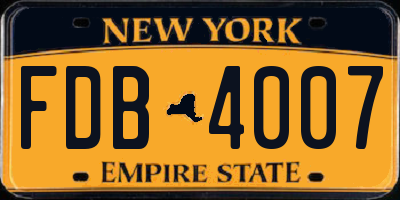 NY license plate FDB4007