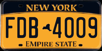 NY license plate FDB4009