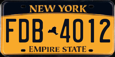 NY license plate FDB4012