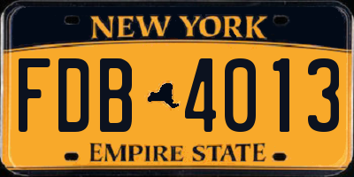 NY license plate FDB4013