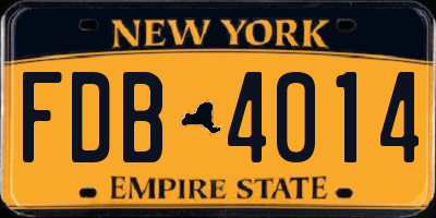 NY license plate FDB4014