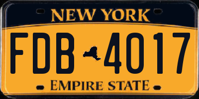NY license plate FDB4017