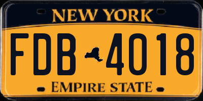 NY license plate FDB4018