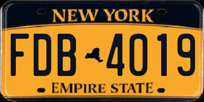 NY license plate FDB4019