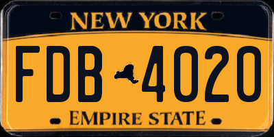 NY license plate FDB4020