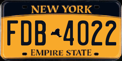 NY license plate FDB4022