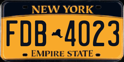 NY license plate FDB4023