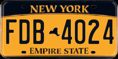 NY license plate FDB4024