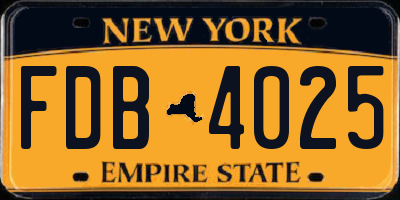 NY license plate FDB4025