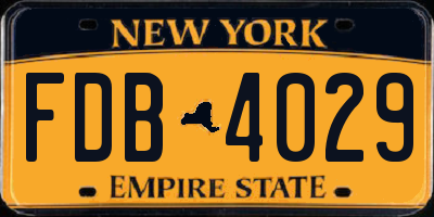 NY license plate FDB4029