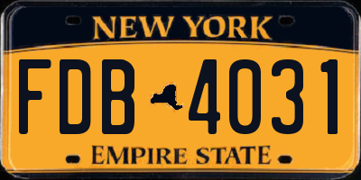 NY license plate FDB4031