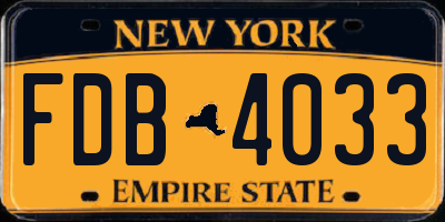 NY license plate FDB4033
