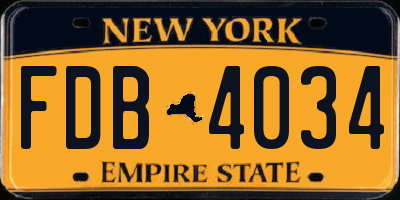 NY license plate FDB4034