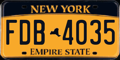 NY license plate FDB4035