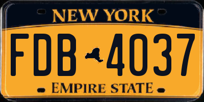 NY license plate FDB4037
