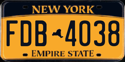 NY license plate FDB4038