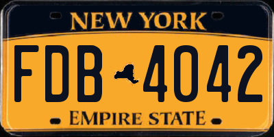 NY license plate FDB4042