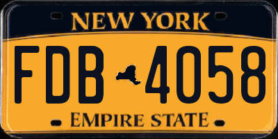 NY license plate FDB4058