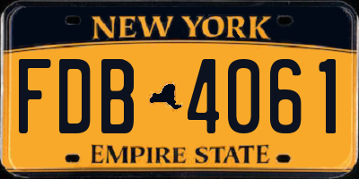 NY license plate FDB4061