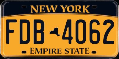 NY license plate FDB4062