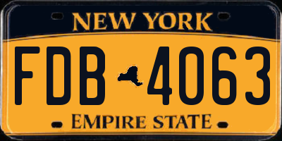 NY license plate FDB4063