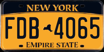 NY license plate FDB4065