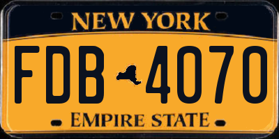 NY license plate FDB4070