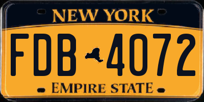 NY license plate FDB4072