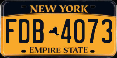 NY license plate FDB4073