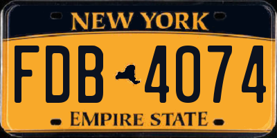 NY license plate FDB4074