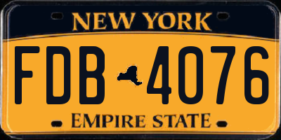 NY license plate FDB4076
