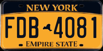 NY license plate FDB4081