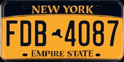 NY license plate FDB4087
