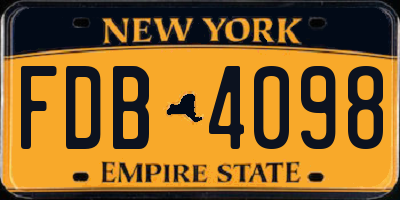 NY license plate FDB4098