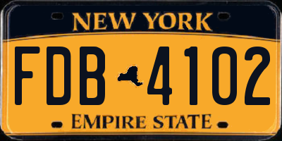 NY license plate FDB4102